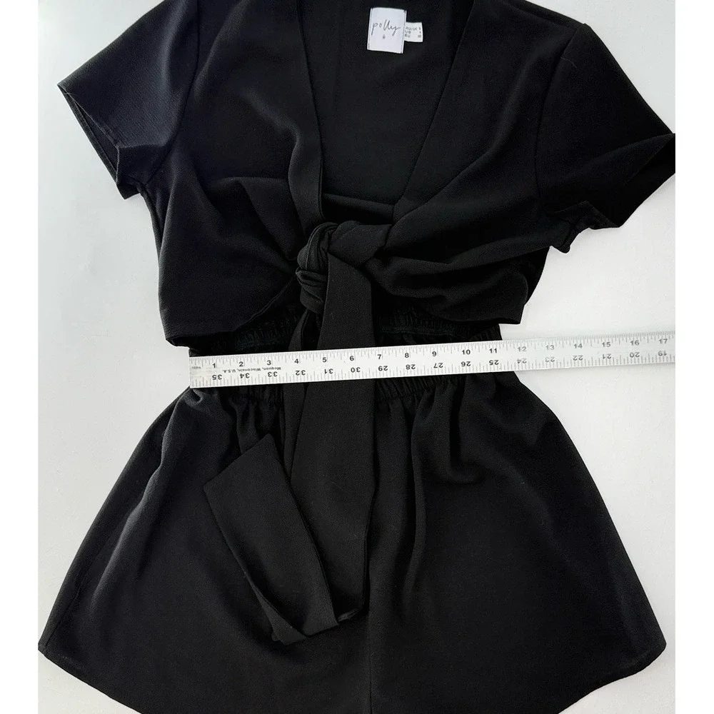 Princess Polly Ragnar‎ Tie Front Romper Black Size 4 Grunge Festival Boho